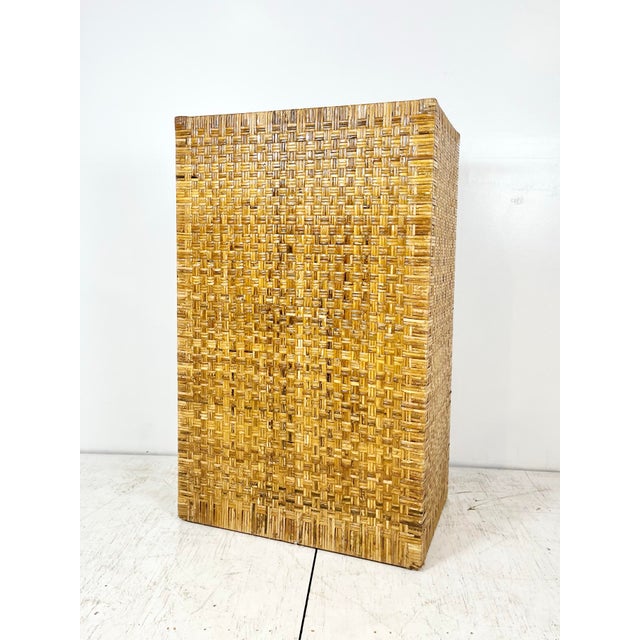 Vintage Woven Caning Wrapped Rattan Tall Dresser For Sale - Image 9 of 12