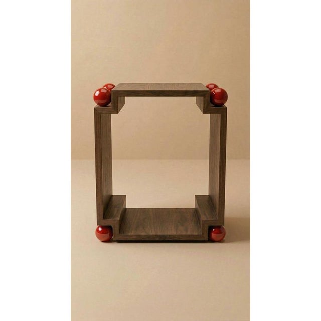 Muladhara Side Table in Walnut and Birch Spheres by Auste Ost For Sale - Image 6 of 8