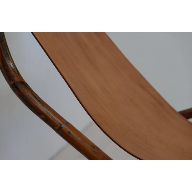 Vintage Italian Leather and Wood Rocking Chair 1960s For Sale - Image 9 of 11