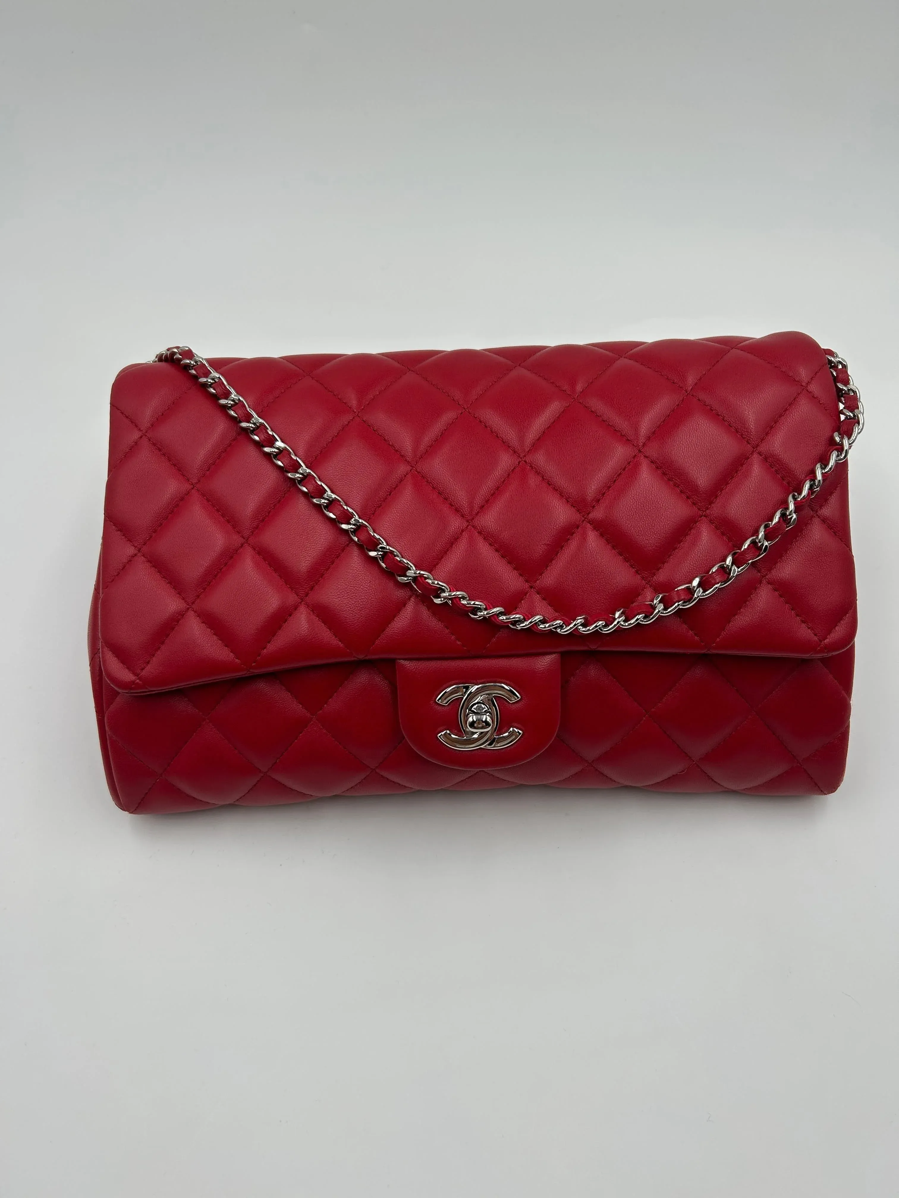 Chanel Red Quilted Leather New Clutch Bag 2013 | Chairish