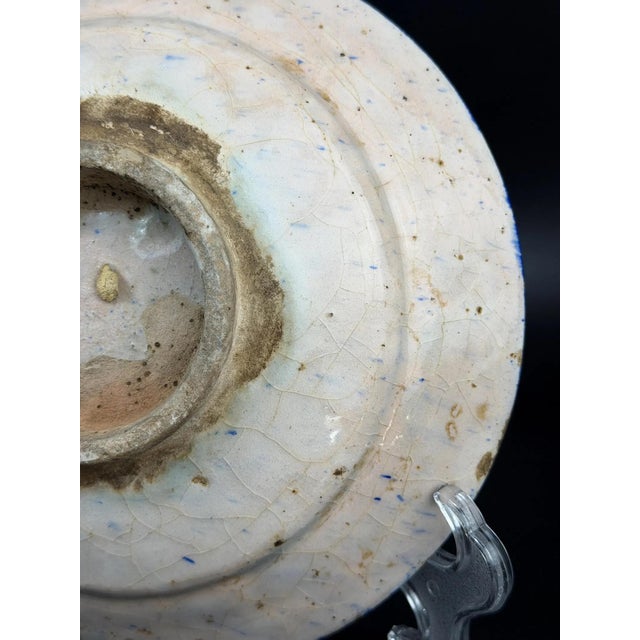 Middle Eastern Style Blue and White Pottery Plate, 1700s For Sale - Image 9 of 11