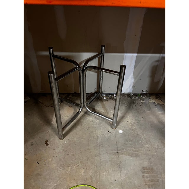 Up for consideration is a beautiful vintage chrome dining table with a geometric glass top. This would look lovely in your...