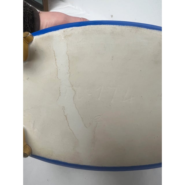 Blue French Antique Old Paris Floral Painted Jardiniere For Sale - Image 8 of 9