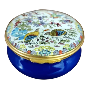 Bilston & Battersea English Fine Enamel Round Box W/Lid