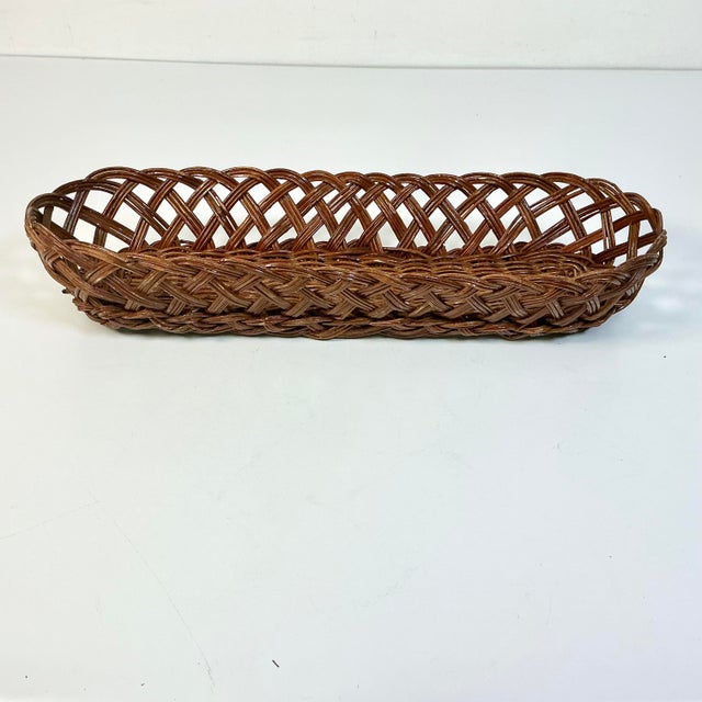 Mid-Century Boho Chic Rustic European French Wicker Bread Basket For Sale - Image 6 of 9