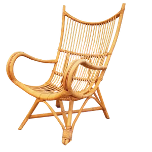 Wingback Lounge Chair in Rattan, 1980s