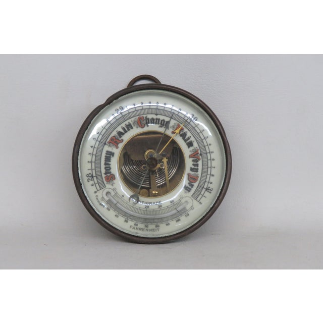 German Aneroid Barometer Centigrade Fahrenheit Metal Hanging Weather Dial 4489b For Sale - Image 15 of 15
