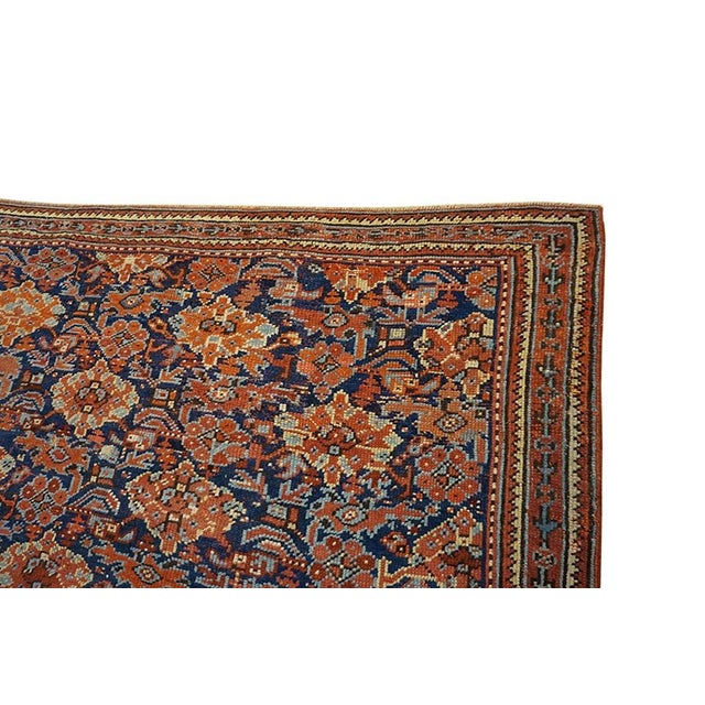 Expressive Antique Turkish Smyrna Oushak Rug in a Navy Background Color With Boho Chic Styles For Sale In New York - Image 6 of 12