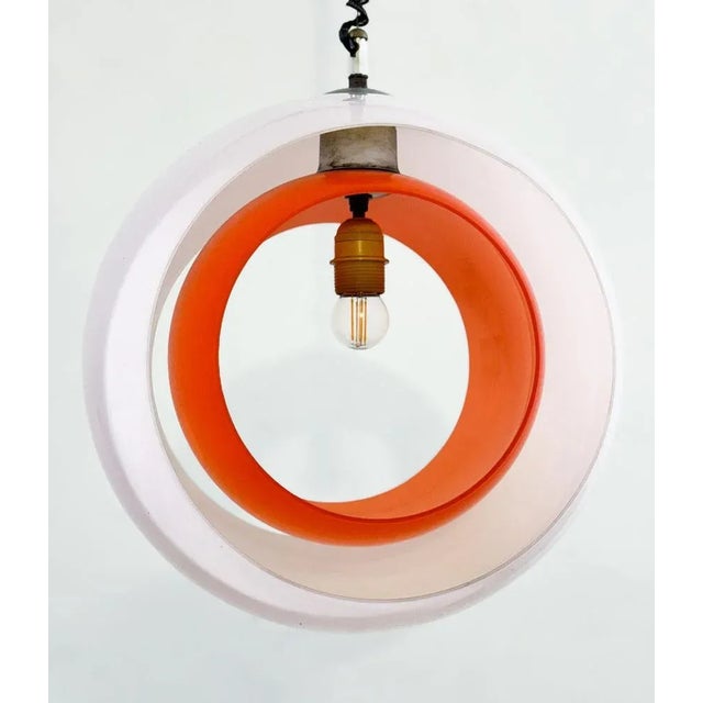 Mid-Century Eclisse Pendant Light in White and Orange Murano Glass, 1960s For Sale - Image 11 of 13