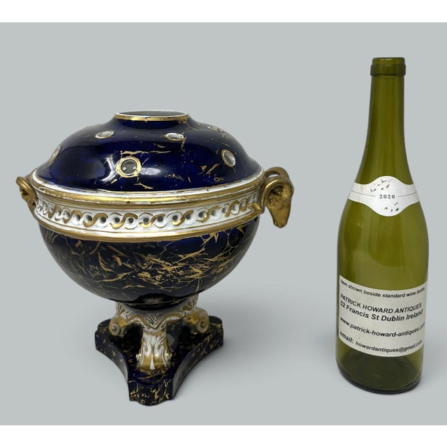Antique Regency English Crown Derby Vase Pot Pourri Centerpiece Cobalt Blue 1815 For Sale - Image 10 of 11
