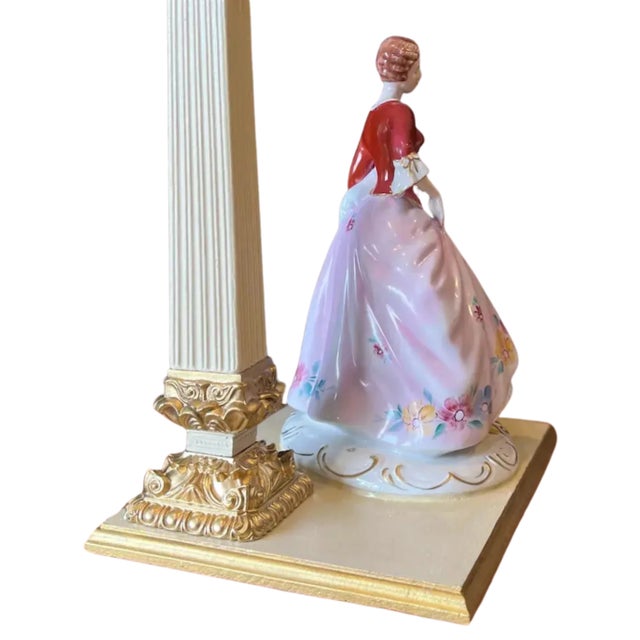 Royal Dux Porcelain Lady Holding Her Dog Table Lamp For Sale - Image 16 of 18