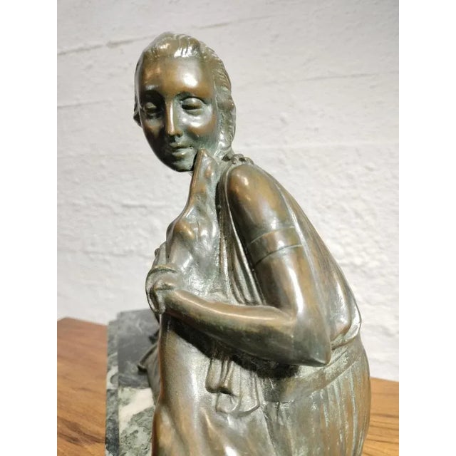 Demetre Chiparus, Lady with Hound, 1920s-1940s, Bronze & Marble For Sale - Image 6 of 16