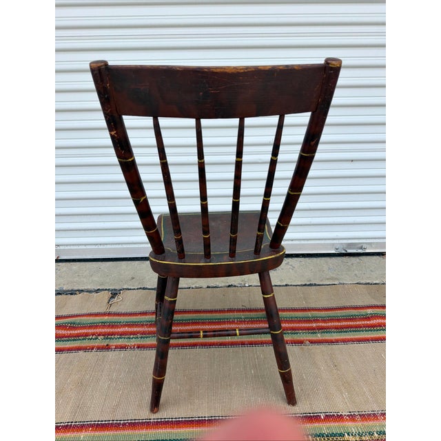 Antique Paint Decorated Pennsylvania Kitchen Windsor Side Chair, Circa 1850's For Sale - Image 14 of 18