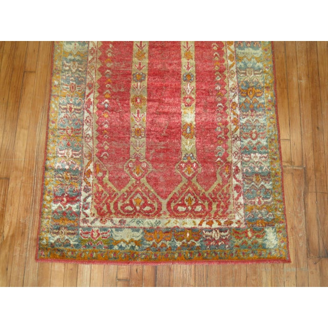 Art Deco Antique Zabihi Collection Angora Oushak Scroll Prayer Rug - 3'9" x 5'10" For Sale - Image 3 of 7