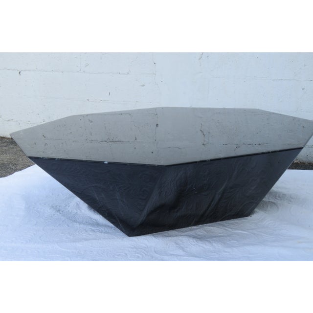 Mid Century Modern Style Octagonal Geometric Marbleized Coffee Table For Sale - Image 12 of 12
