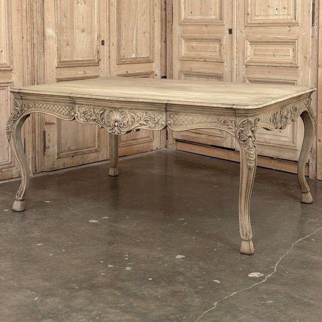 Antique Country French Liégeoise Régence Stripped Oak Dining Table or Writing Desk For Sale In Dallas - Image 6 of 18
