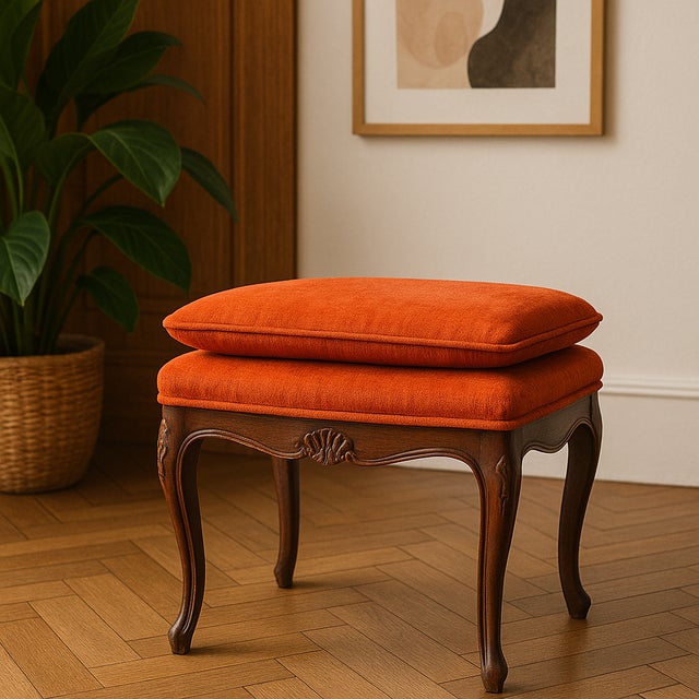 Beautiful pair of vintage French Provincial–style footstools by Kindel Furniture Company, known for their high-end,...