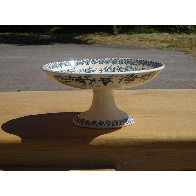 Small earthenware compote dish by H. Boulenger, a renowned French manufacturer in Choisy-le-Roi, Terre de Fer. "Lyonnais"...