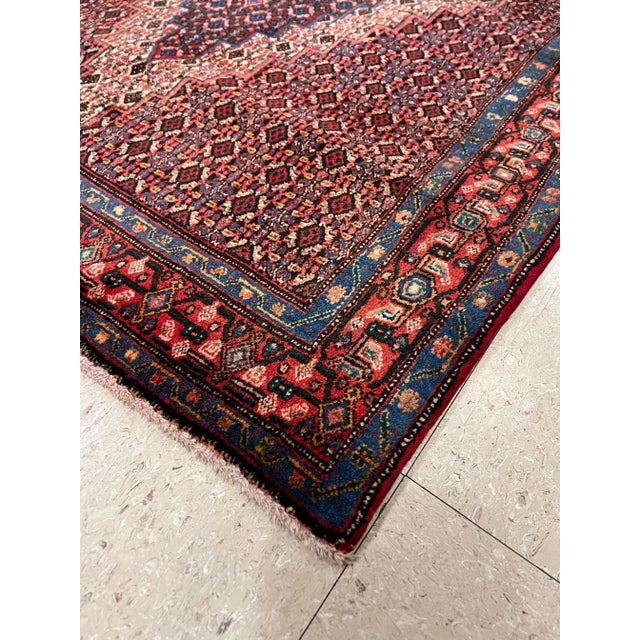 Vintage Persian Tabriz Handmade Oriental Wine Red, Ivory & Navy Rug For Sale - Image 4 of 9