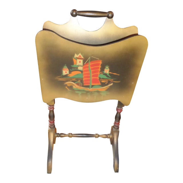 1920s Antique Wooden Magazine / Newspaper Rack Origanizer Dutch Design 26" For Sale