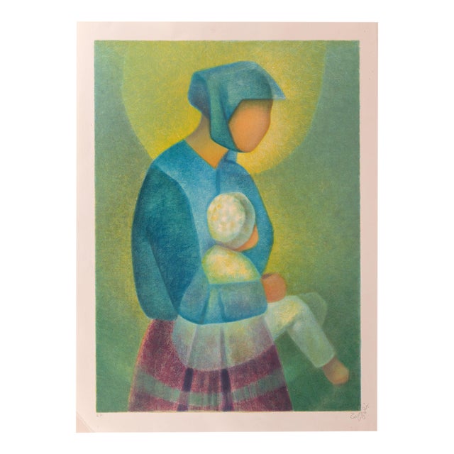 Louis Toffoli, Blue Maternity, Lithograph For Sale