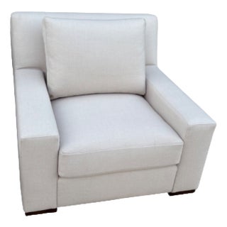 Restoration Hardware Rh Parisian Track Armchair in Holland & Sherry Wool Twill in Dove with Brushed Brown Oak Finish For Sale