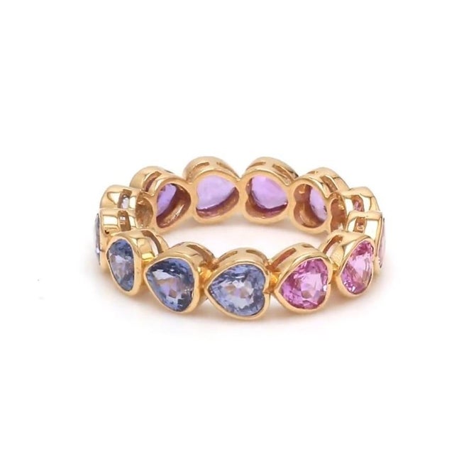 Natural 5.13 cts blue pink sapphire ring in 18k gold For Sale - Image 14 of 18