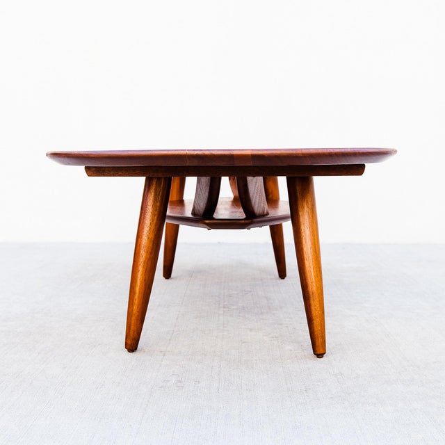 1960s Restored Space Age Biomorphic Two Tier Coffee Table in Solid Walnut, Attributed For Sale - Image 10 of 12