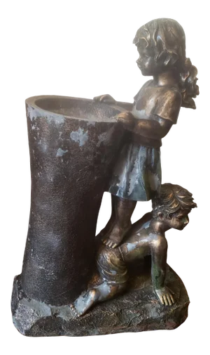 Bronze Finish Boy & Girl Water Fountain Statue
