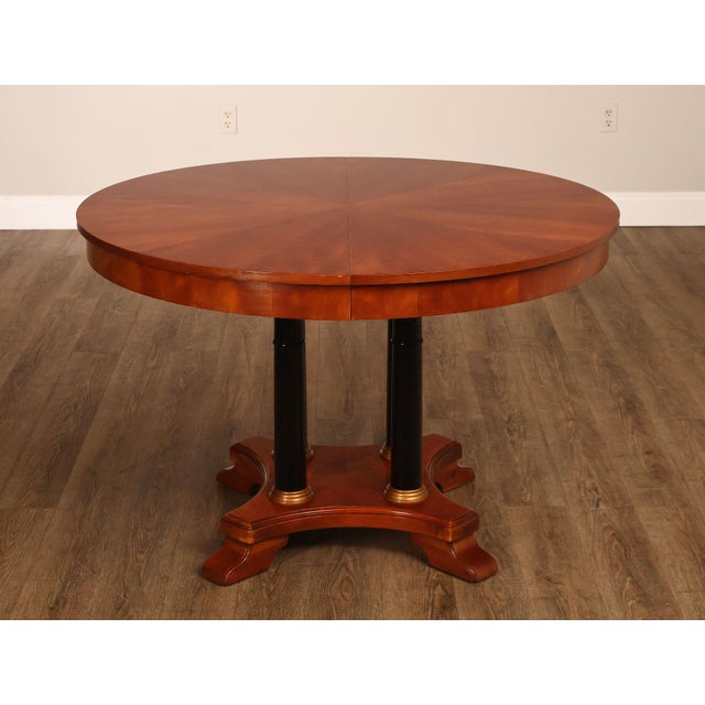 Ethan Allen 'Medallion' Cherry Round Pedestal Dining Table For Sale - Image 16 of 18