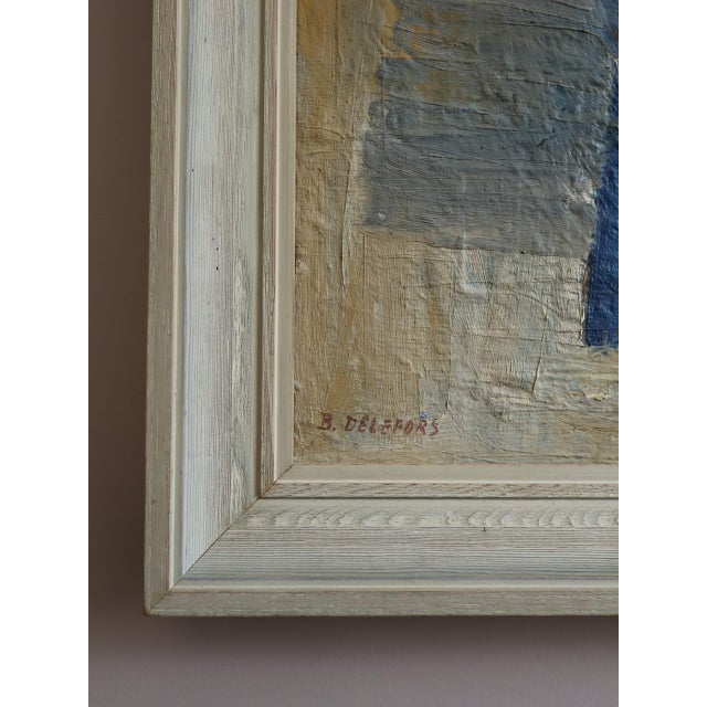 Mid-Century Modern 'Presence in Shadow' Vintage Original Abstract Figurative Oil Painting, Framed For Sale - Image 6 of 12
