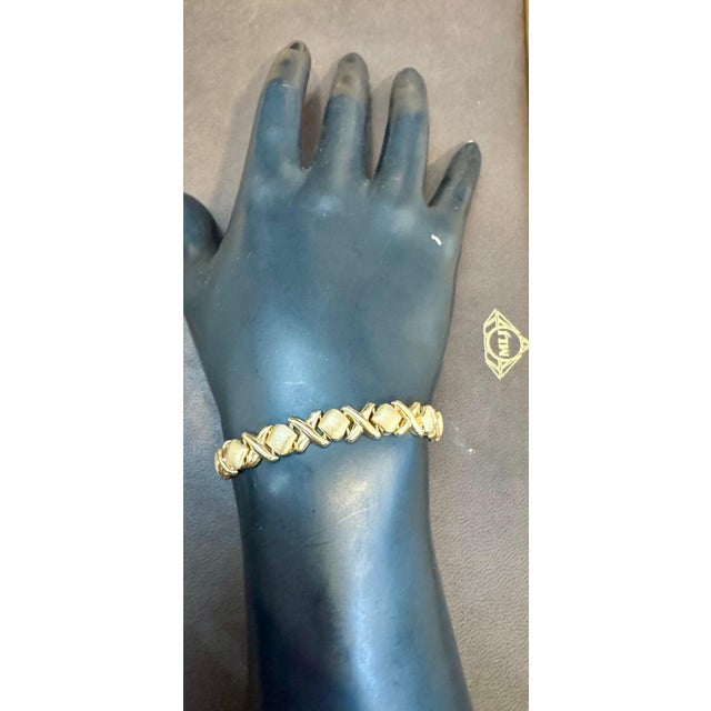 Contemporary Vintage 14 Karat Yellow Gold 12 Gm X link Bracelet Unisex, 8 Inch Long For Sale - Image 3 of 18