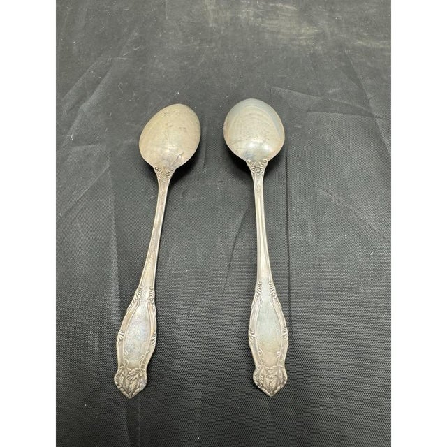 Pair of antique Simpson, Hall, Miller & Co. sterling silver teaspoons in the elegant Jewel pattern, originally patented in...