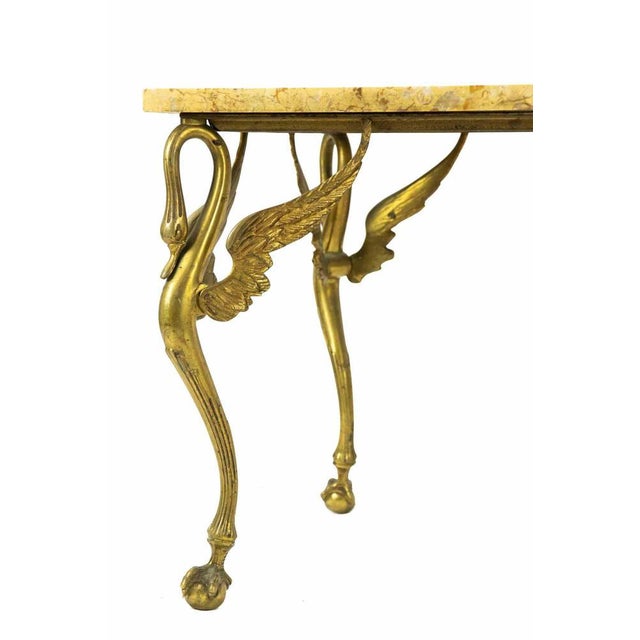 Vintage Marble Dining Table with Brass Swan Legs, Italy, 1960s For Sale - Image 4 of 8