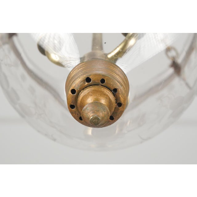 Transparent Antique 12.5 In. Clear Etched Crystal Bell Jar Pendant Light For Sale - Image 8 of 14