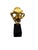 Golden Cat Skull Desk Sculpture on Black Marble Base For Sale - Image 4 of 11