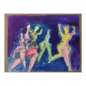 Vintage Original Lucia Wilcox Gouache Mixed Median Abstract Nudes Painting Sketch