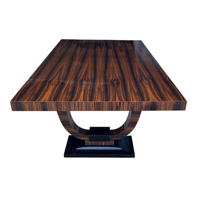 1980s Grand Macassar Ebony Veneer Dining Table With Pedestal Base For Sale In Los Angeles - Image 6 of 9