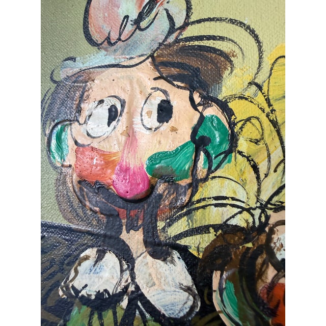 Yellow 1970's Vintage Cartoon Style Whimsical Bar Scene Oil on Canvas Painting For Sale - Image 8 of 12