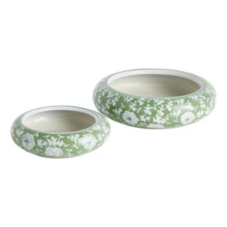 Imperial Lotus Low Pots Large, Set Of 2 For Sale