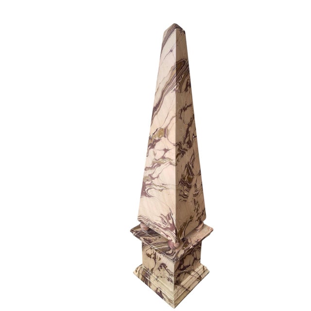 Pair of Vintage Faux-Marbled Hand-Painted Wood Obelisks For Sale - Image 4 of 12