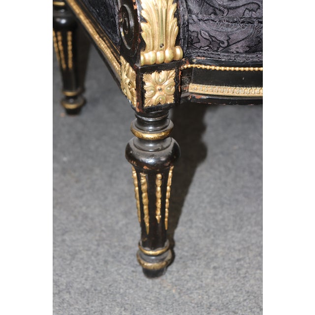 Wood Fine Quality Distressed Ebonized French Bronze Mounted Louis XVI Armchair For Sale - Image 7 of 9