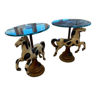 1990s Vintage Pair of Carousel Style End Tables by Sarreid Ltd. For Sale
