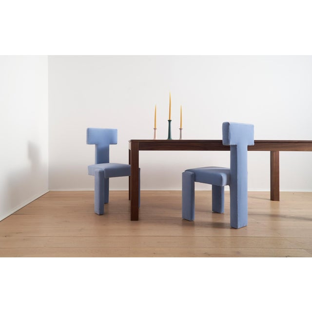 Segment Highback Dining Chair in Blue Hydrangea Velvet For Sale In New York - Image 6 of 8