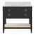 Matthew Izzo Home Cutler 36.5" Matte Black Lacquer, 2 Drawer Single Porcelain Sink Bath Vanity W/Carrara Marble Top, Brass Pulls, and Caned Open Shelf For Sale