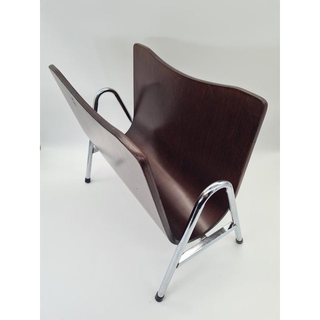Mid-Century Modern Magazine Rack in Bent Plywood and Chrome, 1960s For Sale - Image 4 of 10