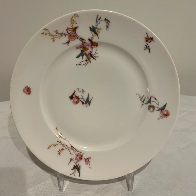 Haviland china 8 1/2” luncheon plate. Haviland pattern H1252. Beautiful free form floral design in rose and teal.