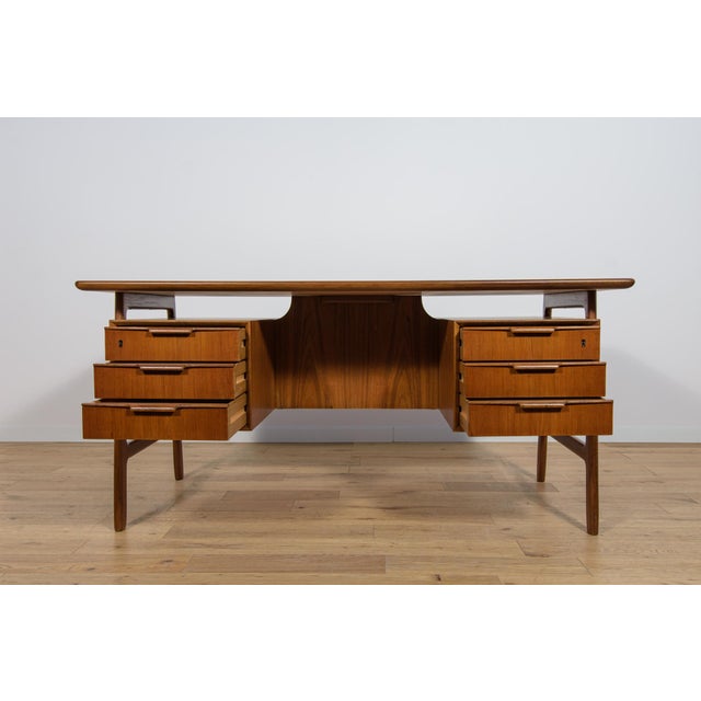 Mid-Century Teak Model 75 Freestanding Desk from Omann Jun, Denmark, 1950s For Sale - Image 13 of 18