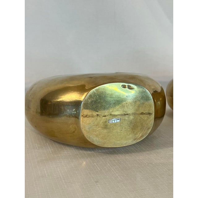 Vintage Hollywood Regency Art Deco Style Polished Brass Vases - A Pair Inspired by Dolbi Cashier. For Sale - Image 6 of 13