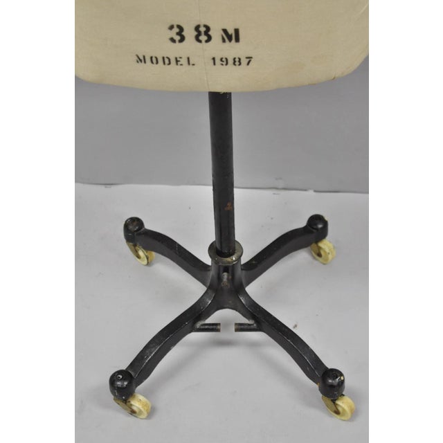 Vintage Modern Model Forms Dress Form Model 1987 Sz 38m on Cast Iron Base Stand For Sale - Image 10 of 16